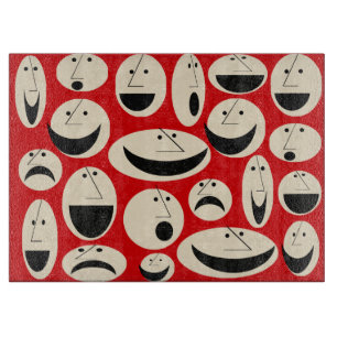 レトロ漫画顔パターンガラス切断板 カッティングボード