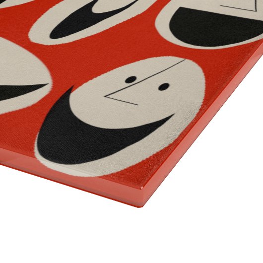 レトロ漫画顔パターンガラス切断板 カッティングボード (角)