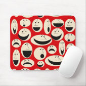 レトロ漫画顔パターンマウスパッド マウスパッド (マウス)