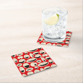 レトロ漫画顔パターン懸命紙コースター スクエアペーパーコースター (インサイチュ)