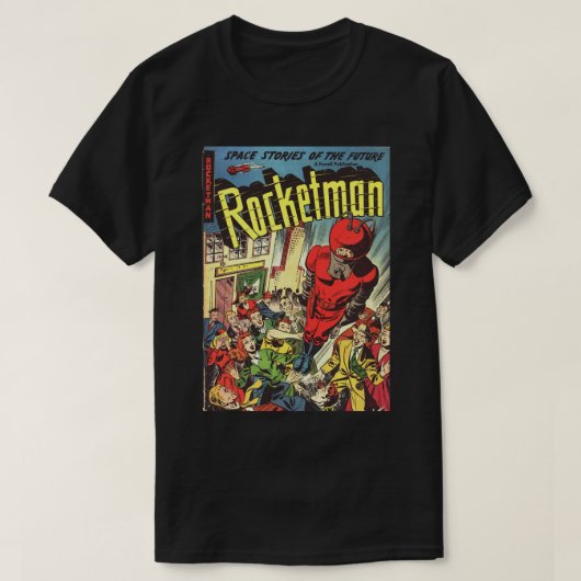 レトロ漫画- Rocketman Tシャツ (デザイン正面)