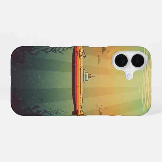 レトロ潜水艦 iPhone 16ケース (裏面横)