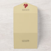 レトロ火災ハートストライプの結婚式 オールインワン招待状 (外側)