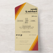 レトロ火災ハートストライプの結婚式 オールインワン招待状 (内側)