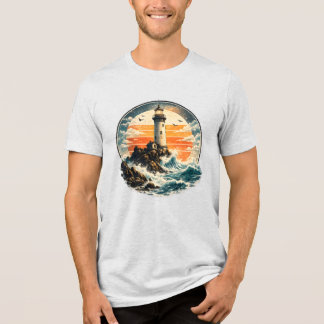 レトロ灯台 夕焼け 海岸 海 アドベンチャー Vi トライブレンドＴシャツ