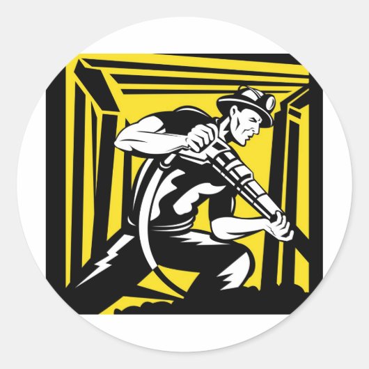 レトロ炭鉱作業員のジャッキの空気サク岩機 ラウンドシール (正面)