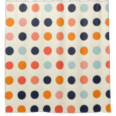 レトロ点々のある模様 シャワーカーテン (正面)