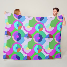 レトロ無地の幾何形状パターン5 フリースブランケット