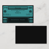 レトロ無線名刺、ティール（緑がかった色） 名刺 (正面/裏面)