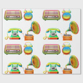 レトロ無線電話時計ヴィンテージ旧校 ラッピングペーパー (フラット)