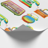 レトロ無線電話時計ヴィンテージ旧校 ラッピングペーパー (角)