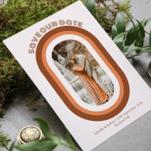 レトロ焼けオレンジのアーチ救写真私たちの日付