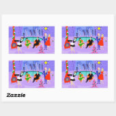 レトロ熱帯クリスマスパーティーシール 長方形シール (シート)