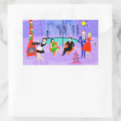 レトロ熱帯クリスマスパーティーシール 長方形シール (バッグ)