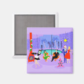 レトロ熱帯クリスマスパーティー磁石 マグネット (正面/裏面)