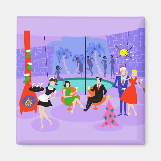 レトロ熱帯クリスマスパーティー磁石 マグネット (正面)