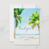 レトロ熱帯デスティネーションフォトビーチ結婚式 サンキューカード (正面)
