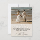 レトロ熱帯デスティネーションフォトビーチ結婚式 サンキューカード (裏面)