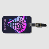 レトロ熱帯パームツリージオメトリックパーソナライズされたス ラゲッジタグ (正面横)