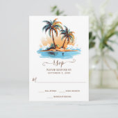 レトロ熱帯ビーチ目的地の結婚式 出欠カード (スタンド正面)