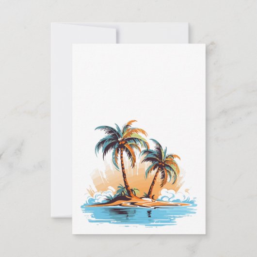 レトロ熱帯ビーチ目的地の結婚式 出欠カード (裏面)