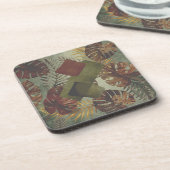 レトロ熱帯性モンスターパームの葉70年代の夏 コースター (左側)