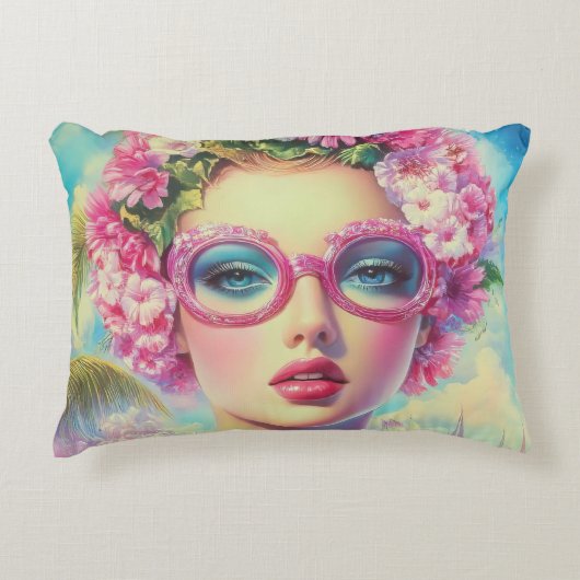 レトロ熱帯美しい アクセントクッション (正面)