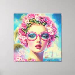 レトロ熱帯美しい キャンバスプリント