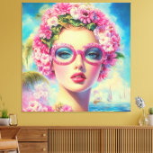 レトロ熱帯美しい キャンバスプリント (インサイチュ (リビング))