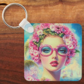 レトロ熱帯美しい キーホルダー (正面)