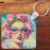 レトロ熱帯美しい キーホルダー (裏面)