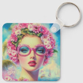 レトロ熱帯美しい キーホルダー (裏面)