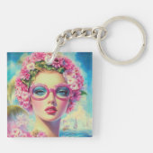 レトロ熱帯美しい キーホルダー (裏面)