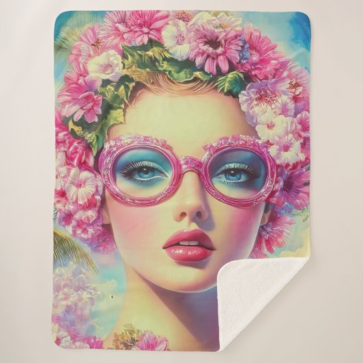 レトロ熱帯美しい シェルパブランケット (正面)