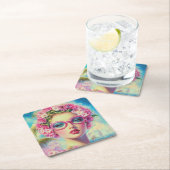 レトロ熱帯美しい スクエアペーパーコースター (インサイチュ)