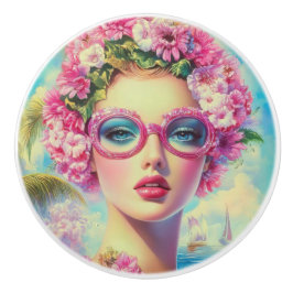 レトロ熱帯美しい セラミックノブ