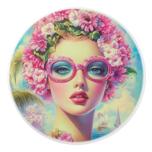 レトロ熱帯美しい セラミックノブ (正面)