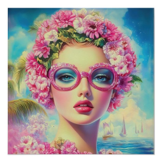 レトロ熱帯美しい ポスター (正面)