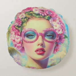 レトロ熱帯美しい ラウンドクッション