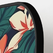 レトロ熱帯葉花モノグラムイニシャル ピックルボールラケット (左詳細)