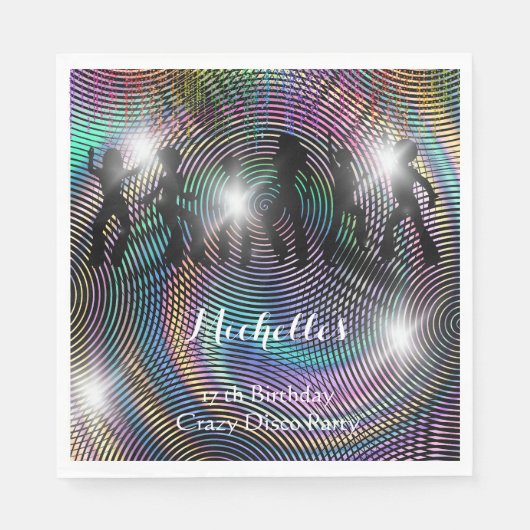 レトロ熱狂するディスコサイケデリック誕生日 スタンダードランチョンナプキン (正面)