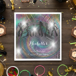 レトロ熱狂するディスコサイケデリック誕生日 スタンダードランチョンナプキン