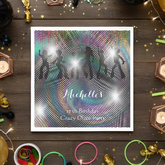 レトロ熱狂するディスコサイケデリック誕生日 スタンダードランチョンナプキン