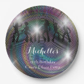 レトロ熱狂するディスコサイケデリック誕生日 ペーパープレート (正面)