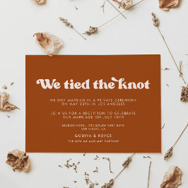 レトロ燃スタイリッシュ焼オレンジ我々はノットカードを結んだ 招待状