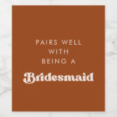 レトロ燃スタイリッシュ焼オレンジ色の花嫁の提案 ワインラベル (シングルラベル)