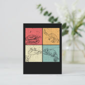 レトロ爬虫類 蛇 ゲッコー カエル カメレオン ポストカード (スタンド正面)