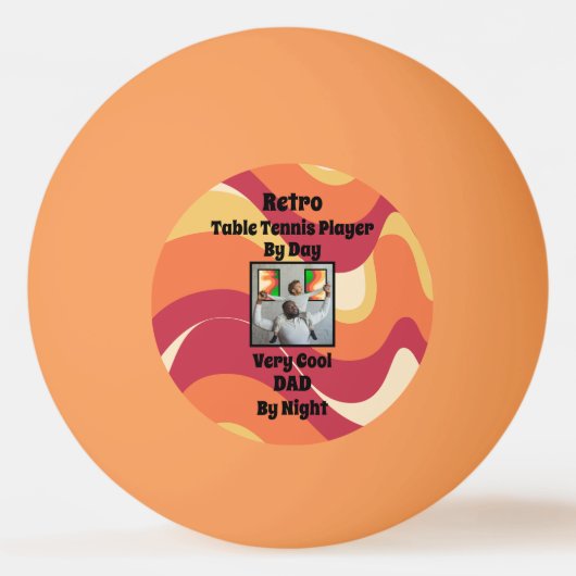 レトロ父の日「クールパパ」個人写真文字 卓球ボール (正面)