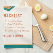 レトロ父の日「パパのヒット素晴らし」のカスタム キッチンタオル (四つ折り)