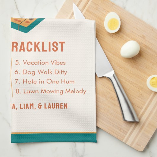 レトロ父の日「パパのヒット素晴らし」のカスタム キッチンタオル (四つ折り)